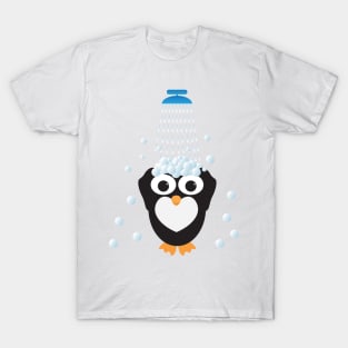 Cute Penguin Taking a Shower T-Shirt